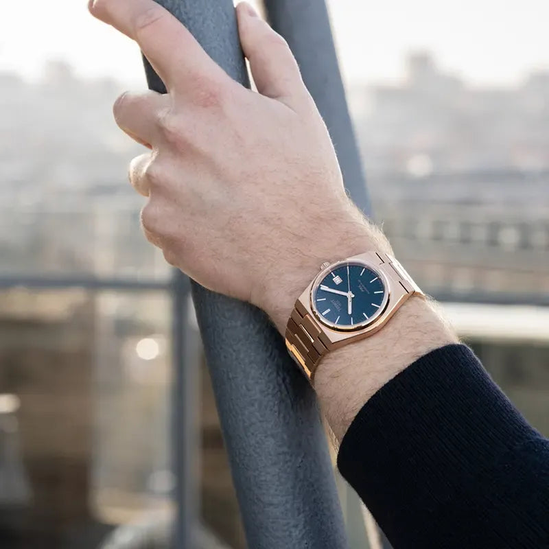 Tissot PRX Powermatic 80 Blue Dial Rose Gold Steel Strap Watch for Men - T137.407.33.041.00