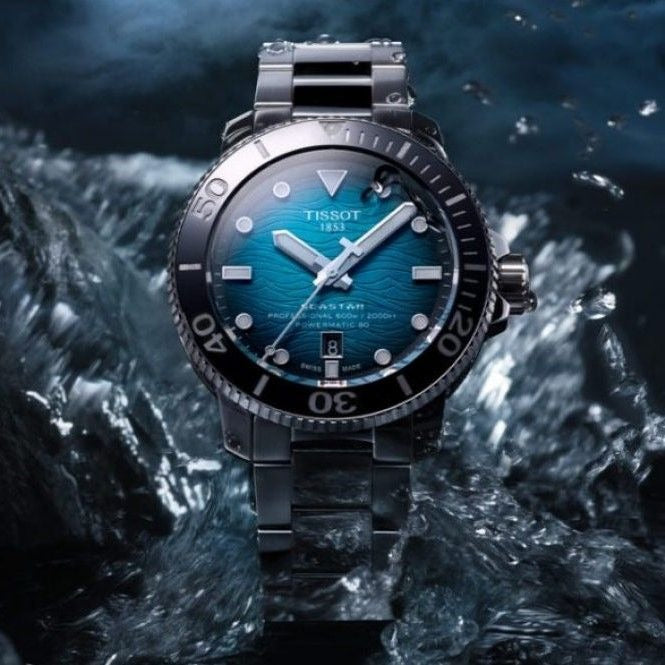 Tissot Seastar 2000 Professional Powermatic 80 Blue Dial Silver Steel Strap Watch for Men - T120.607.11.041.01