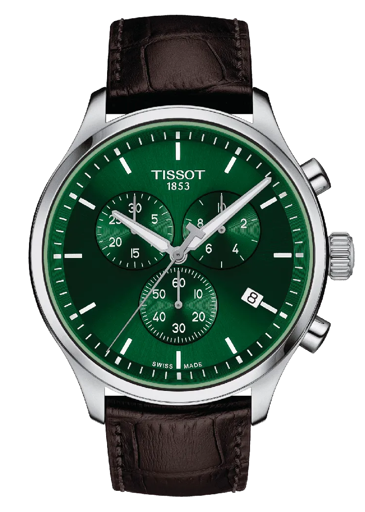 Tissot Chrono XL Classic Green Dial Brown Leather Strap Watch for Men - T116.617.16.092.00