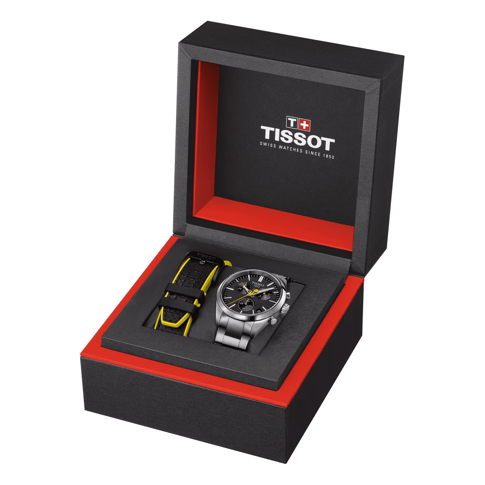 Tissot PR 100 Tour De France Chronograph Black Dial Silver Steel Strap Watch for Men - T150.417.11.051.00