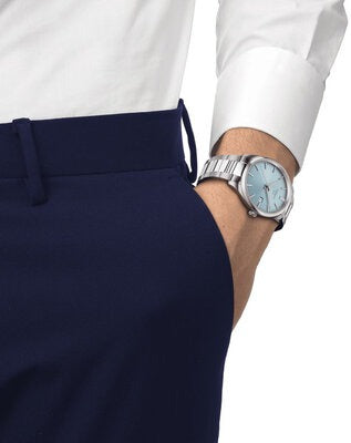 Tissot PR 100 Ice Blue Dial Silver Steel Strap Watch for Men - T150.410.11.351.00