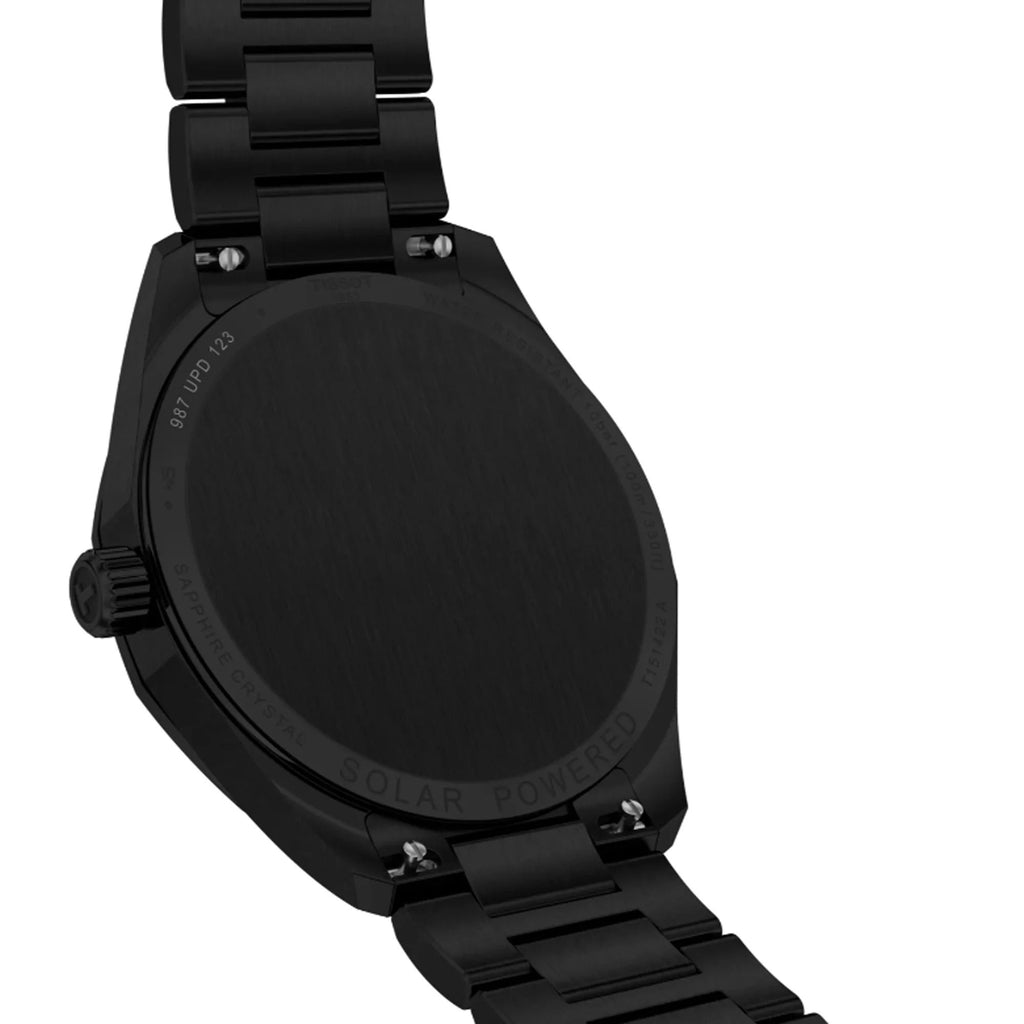 Tissot PRC 100 Solar Quartz Black Dial Black Steel Strap Watch for Men - T151.422.33.051.00