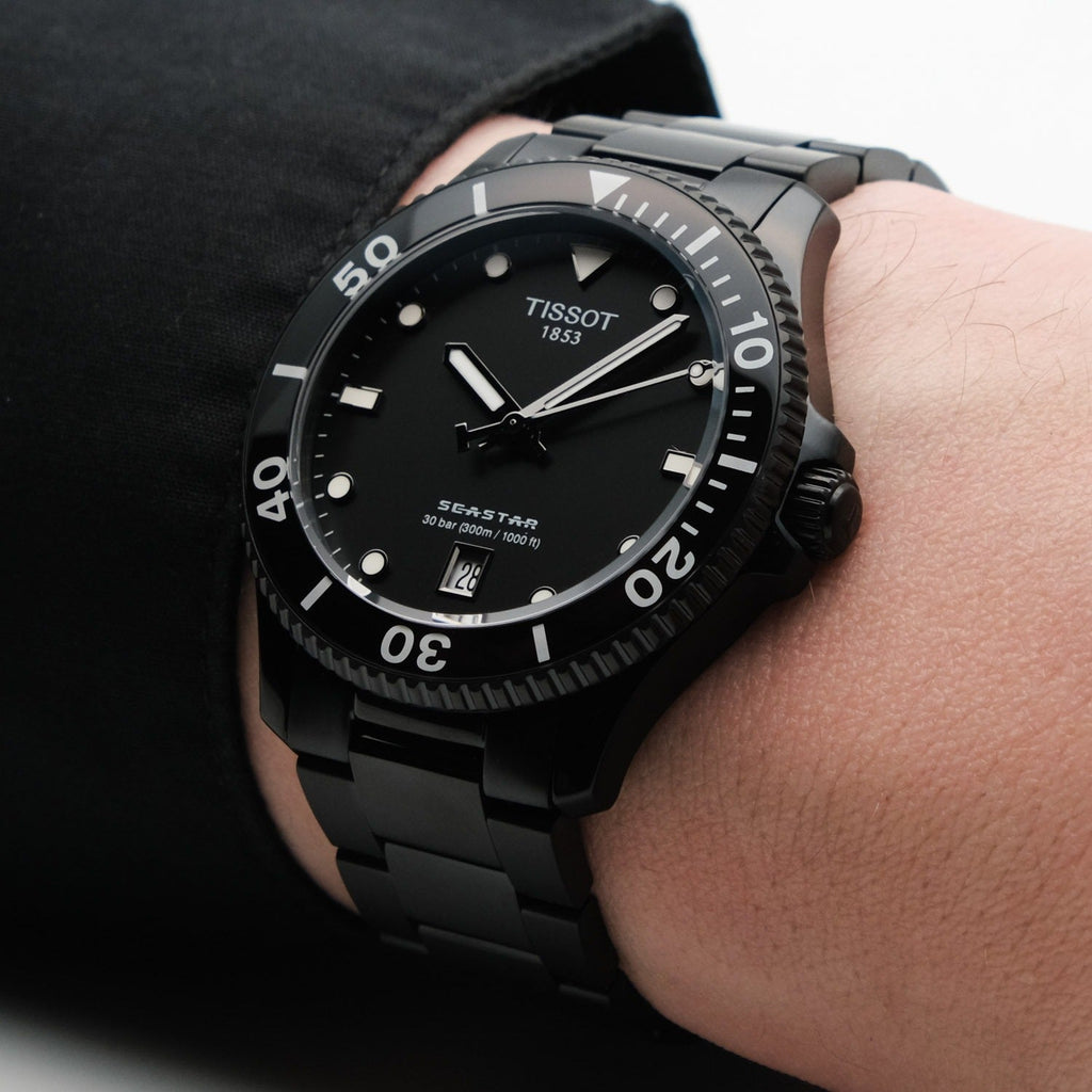 Tissot Seastar 1000 Quartz Black Dial Black Steel Strap Watch for Men - T120.410.33.051.00