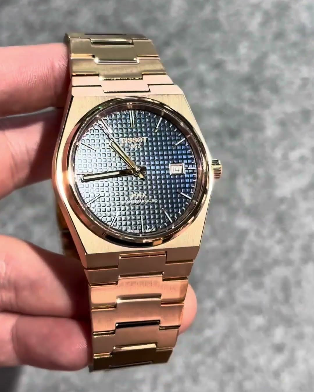Tissot PRX Powermatic 80 Blue Dial Rose Gold Steel Strap Watch for Men - T137.407.33.041.00