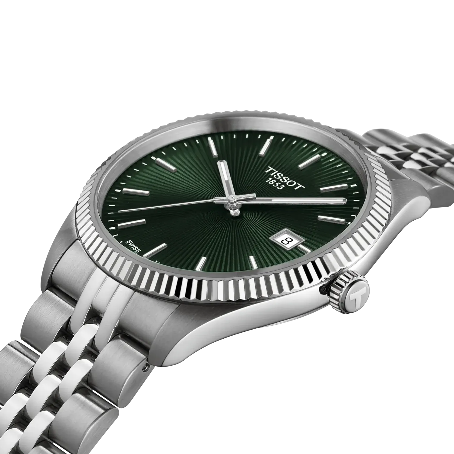 Tissot Ballade Quartz Green Dial Silver Steel Strap Watch for Men - T156.410.11.091.00