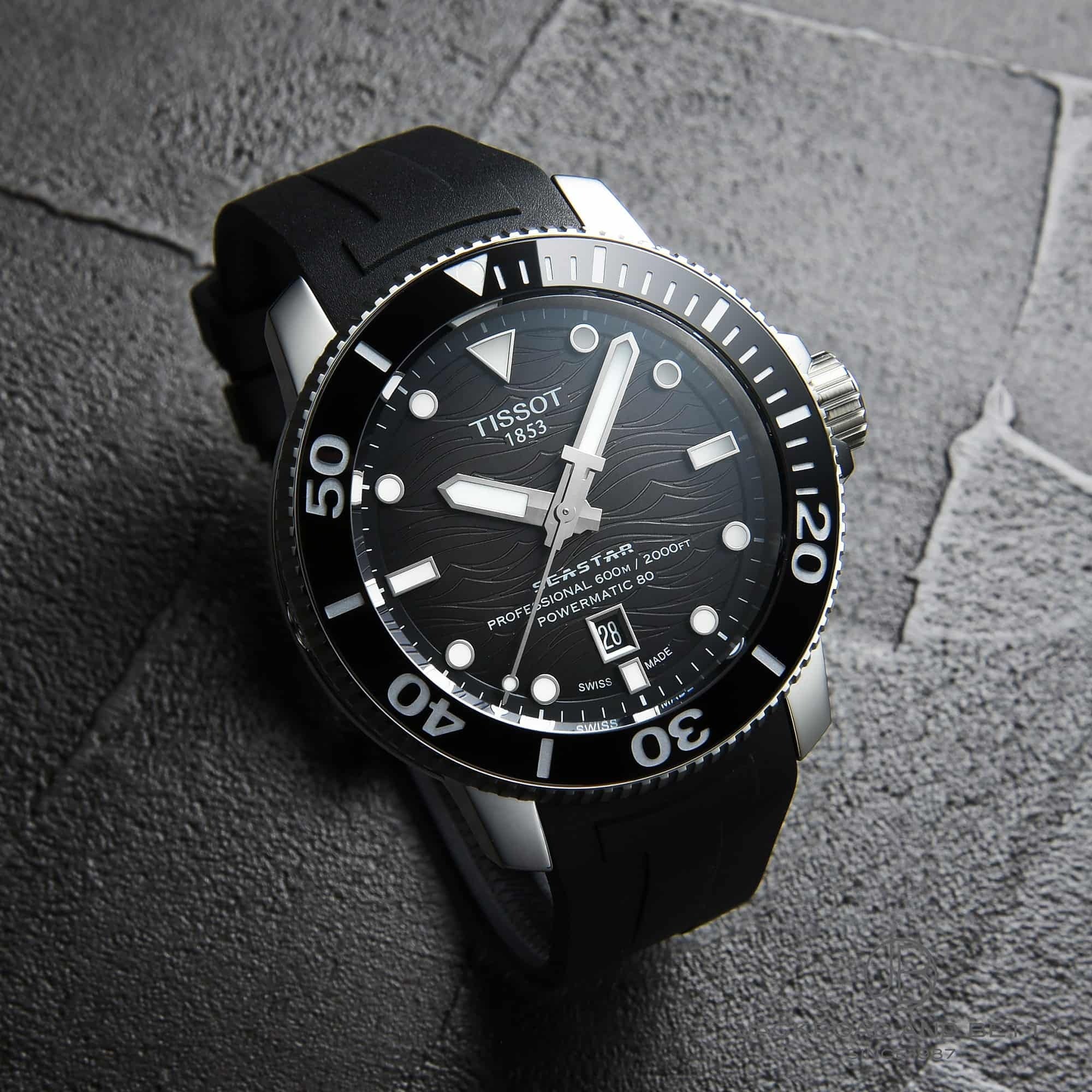 Tissot Seastar 2000 Professional Powermatic 80 Black Dial Black Rubber Strap Watch for Men - T120.607.17.441.00