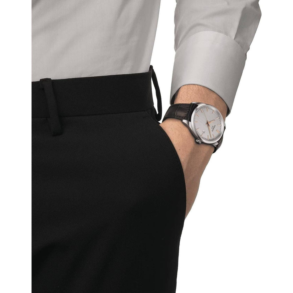 Tissot PR 100 Quartz Silver Dial Black Leather Strap Watch for Men - T150.410.16.031.00