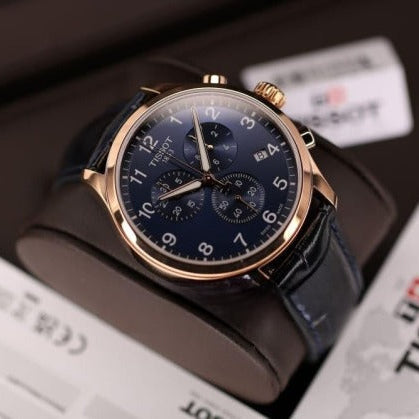 Tissot T-Sport Chrono XL Blue Dial Blue Leather Strap Watch for Men - T116.617.36.042.00