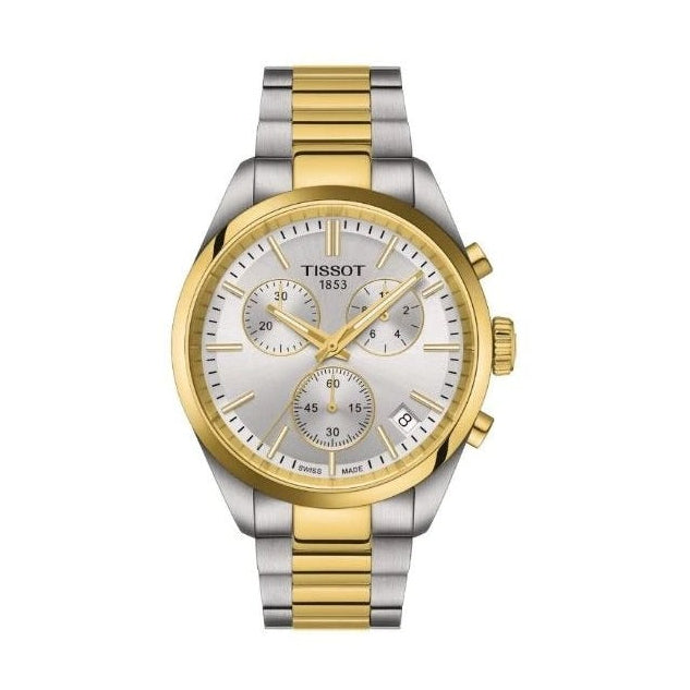 Tissot PR 100 Chronograph Silver Dial Two Tone Steel Strap Watch for Men - T150.417.22.031.00