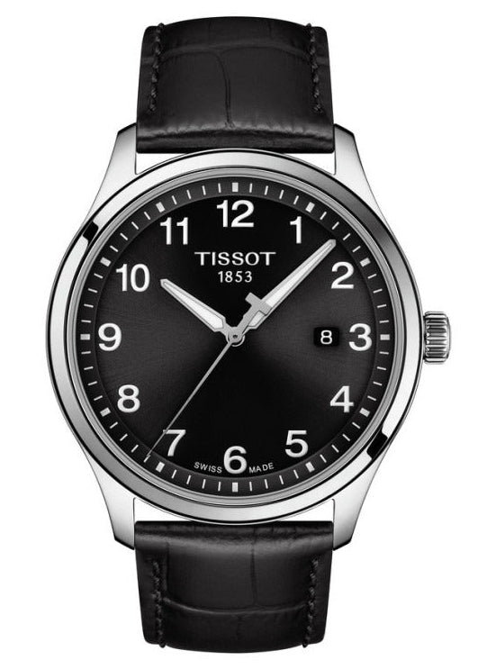 Tissot T-Sport Gent XL Black Dial Black Leather Strap Watch for Men - T116.410.16.057.00