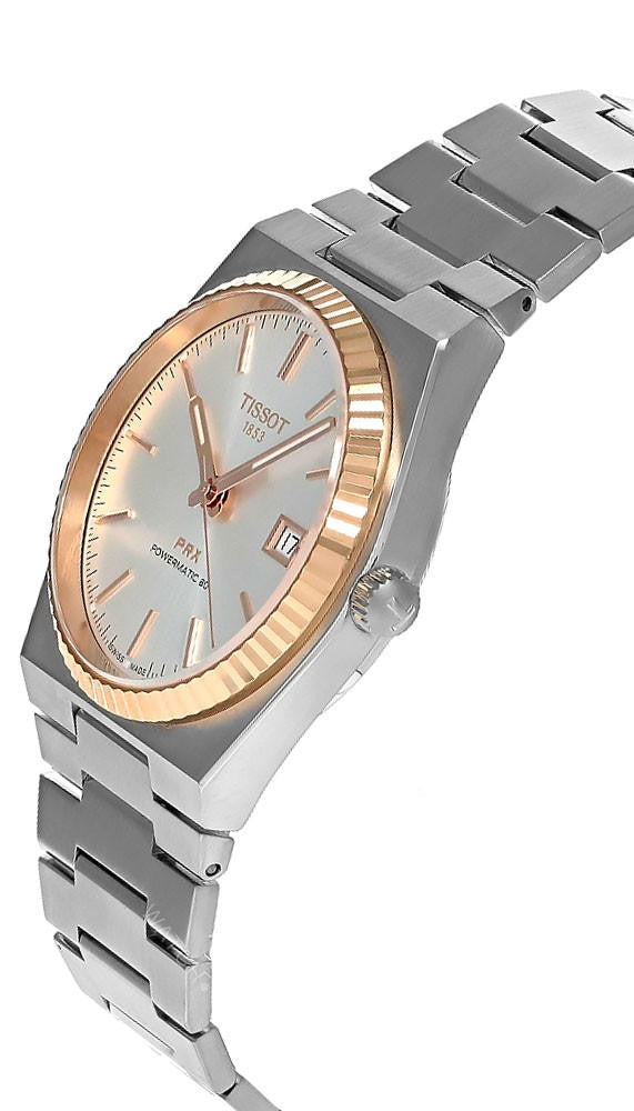 Tissot PRX Powermatic 80 18K Silver Dial Silver Steel Strap Watch for Men - T931.407.41.031.00
