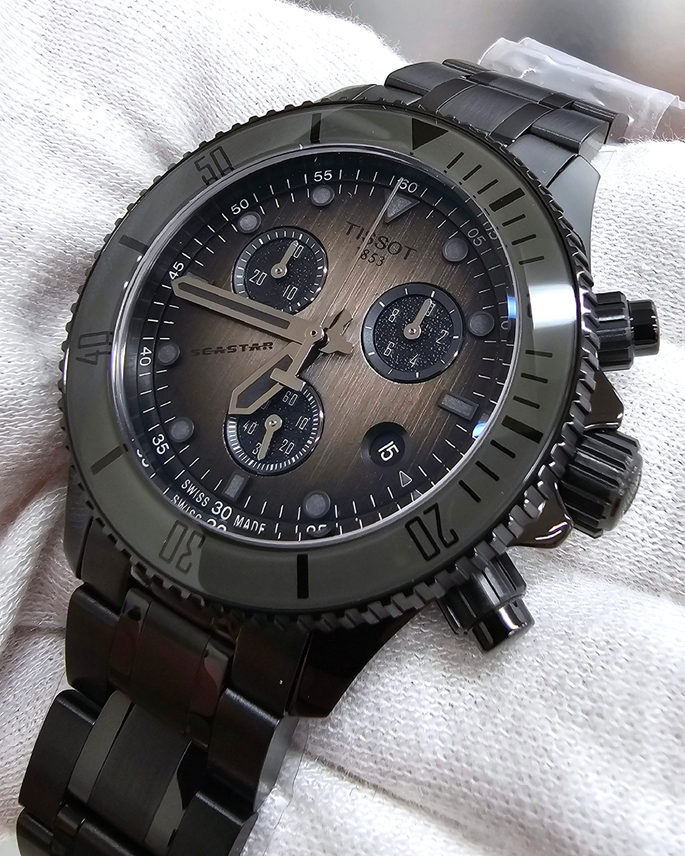 Tissot Seastar 1000 Chronograph Black Dial Black Steel Strap Watch for Men - T120.217.33.061.00