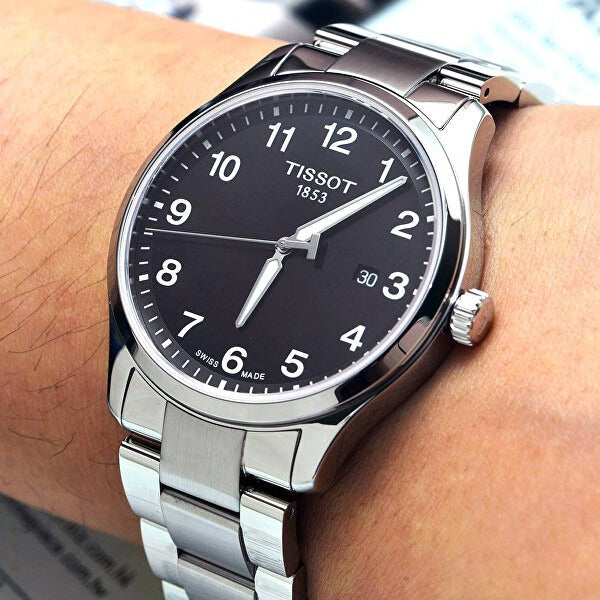 Tissot T-Sport Gent XL Black Dial Silver Steel Strap Watch for Men - T116.410.11.057.00