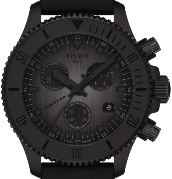 Tissot Seastar 1000 Chronograph Black Dial Black Rubber Strap Watch for Men - T120.217.37.061.00