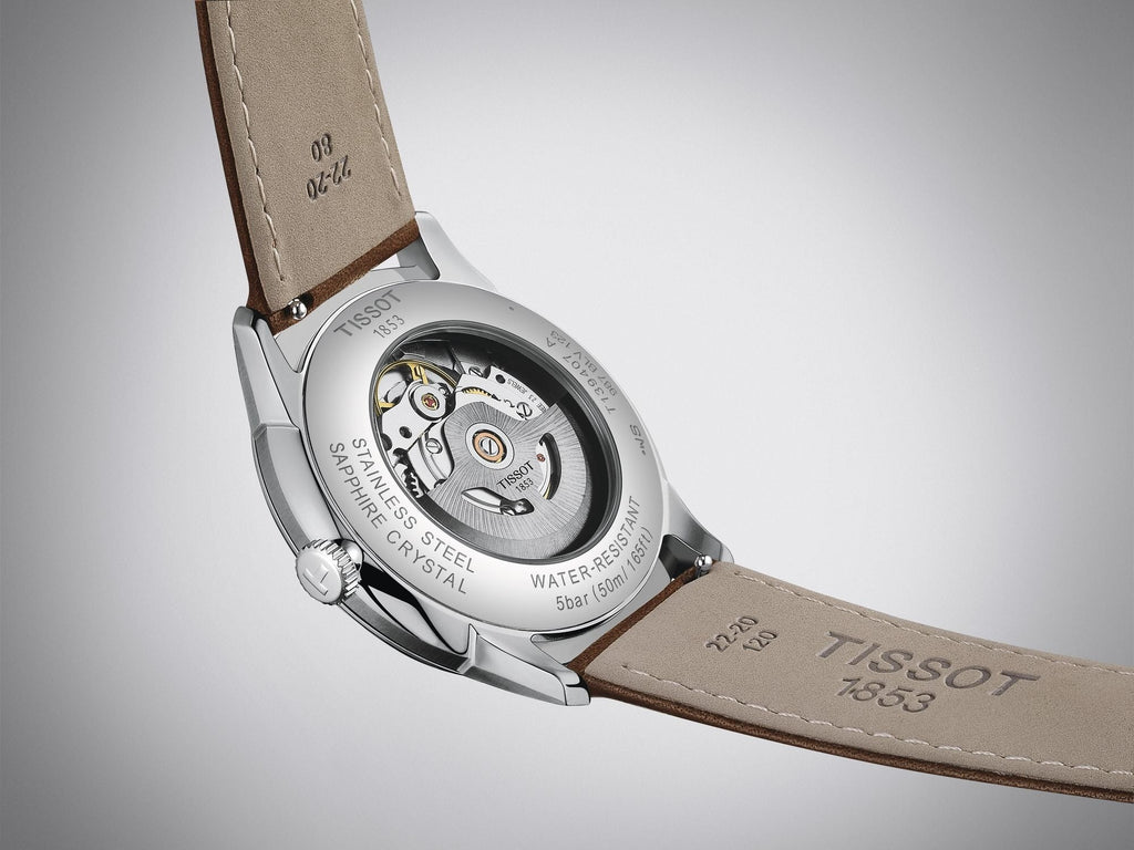 Tissot Chemin des Tourelles Automatic Powermatic 80 Blue Dial Brown Leather Strap Watch for Men - T139.407.16.041.00