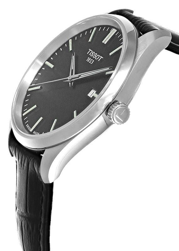 Tissot PR 100 Black Dial Black Leather Strap Watch for Men - T150.410.16.051.00