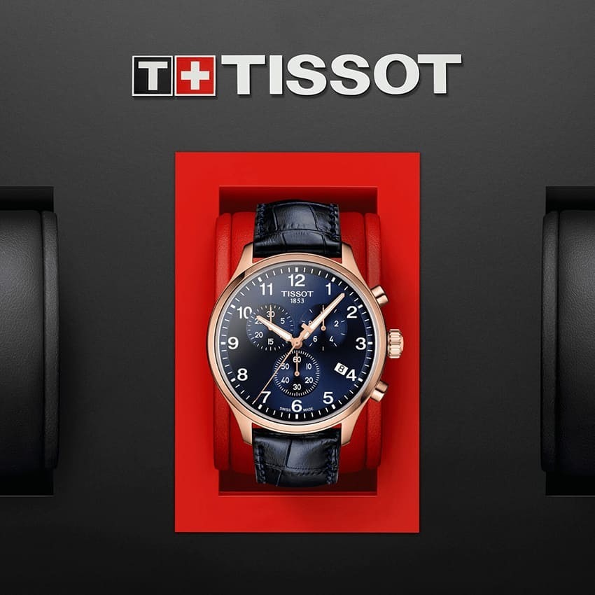 Tissot T-Sport Chrono XL Blue Dial Blue Leather Strap Watch for Men - T116.617.36.042.00