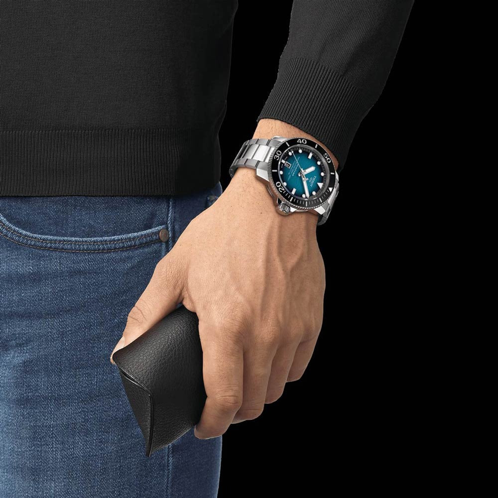 Tissot Seastar 2000 Professional Powermatic 80 Blue Dial Silver Steel Strap Watch for Men - T120.607.11.041.00