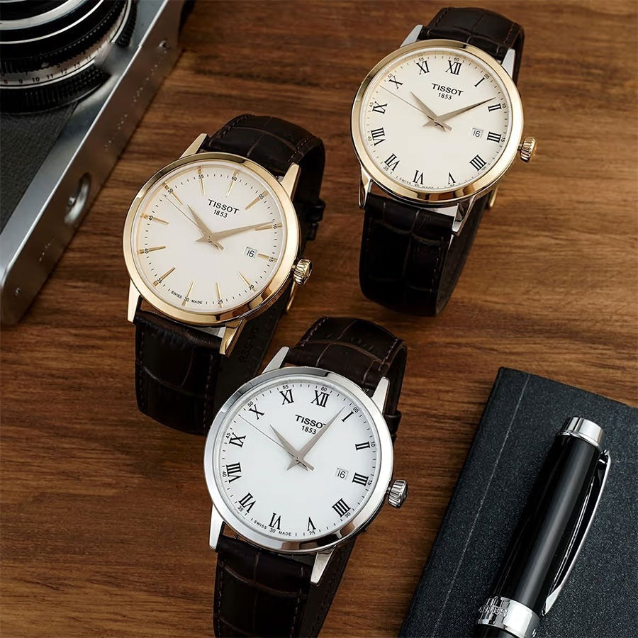 Tissot Classic Dream Ivory Dial Brown Leather Strap Watch for Men - T129.410.36.261.00