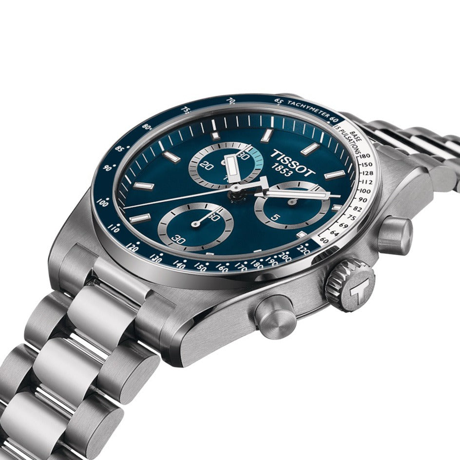 Tissot PR516 Chronograph Blue Dial Silver Steel Strap Watch for Men - T149.417.11.041.00