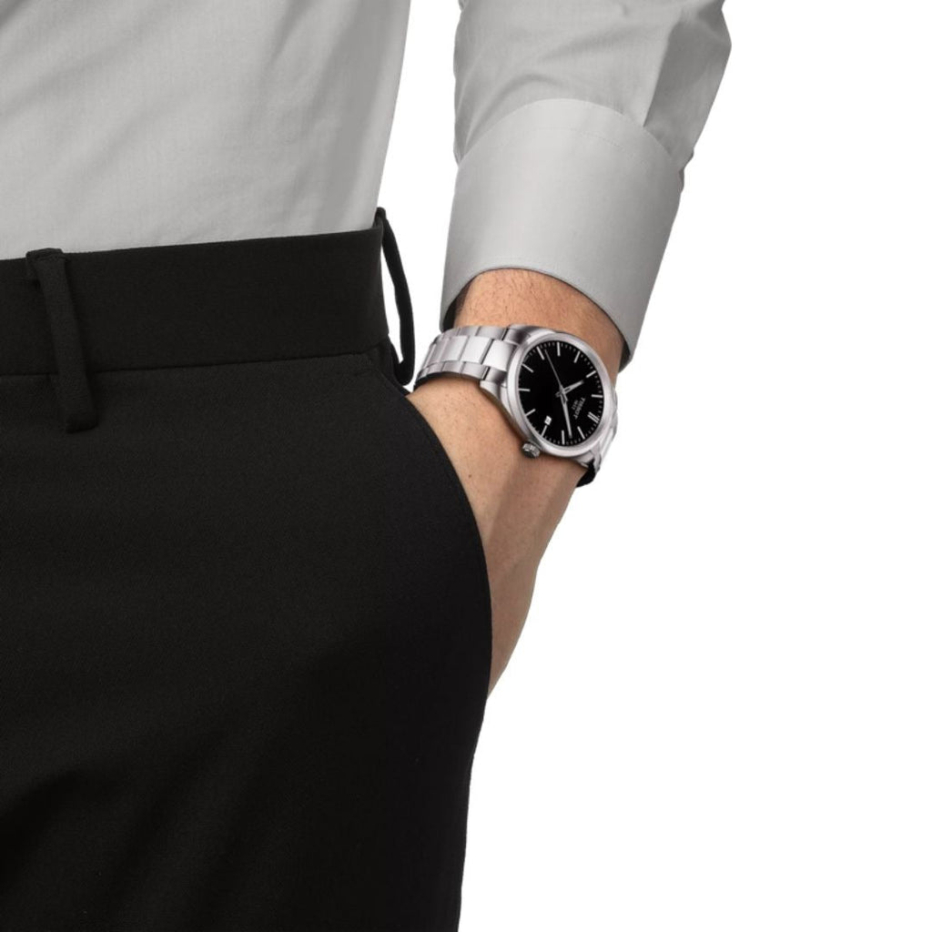 Tissot PR 100 Black Dial Silver Steel Strap Watch for Men - T150.410.11.051.00