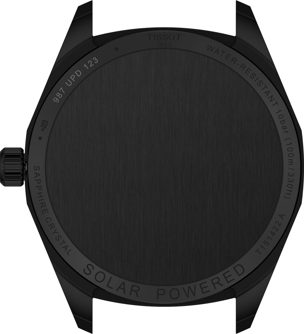 Tissot PRC 100 Solar Quartz Black Dial Black Leather Strap Watch for Men - T151.422.36.051.00