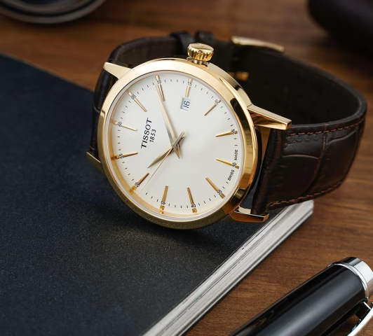 Tissot Classic Dream Ivory Dial Brown Leather Strap Watch for Men - T129.410.36.261.00