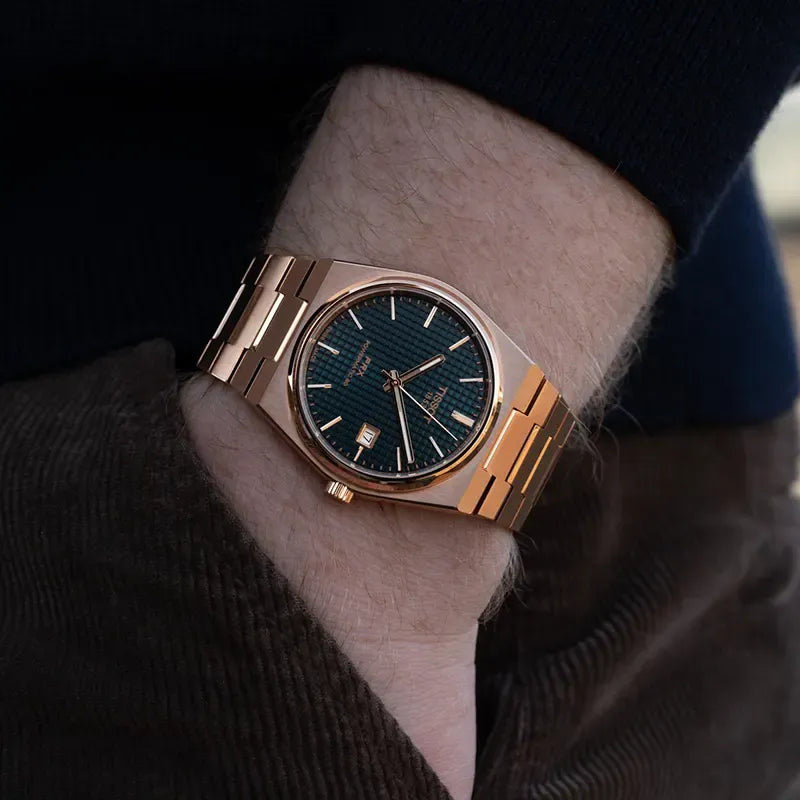 Tissot PRX Powermatic 80 Blue Dial Rose Gold Steel Strap Watch for Men - T137.407.33.041.00