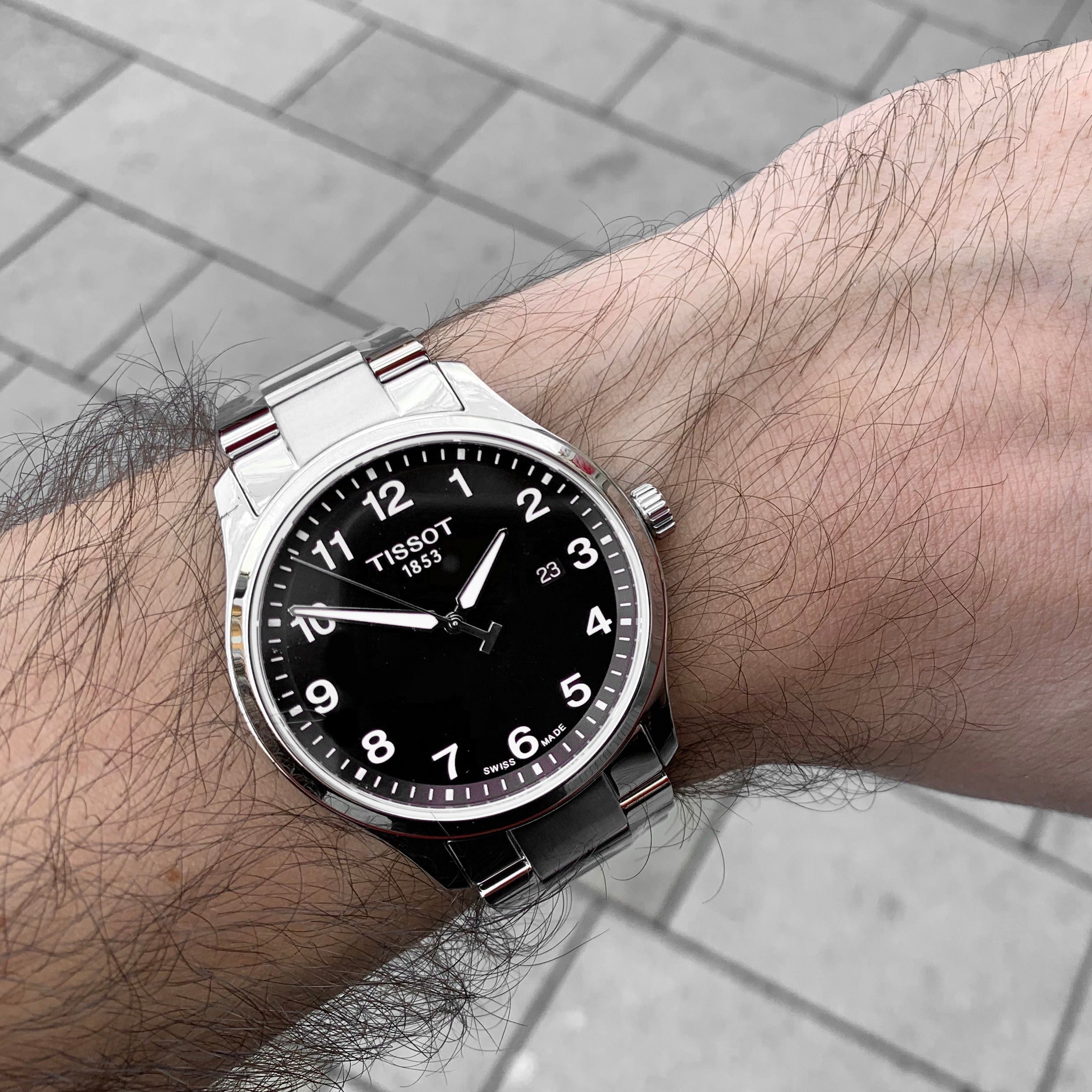 Tissot T-Sport Gent XL Black Dial Silver Steel Strap Watch for Men - T116.410.11.057.00