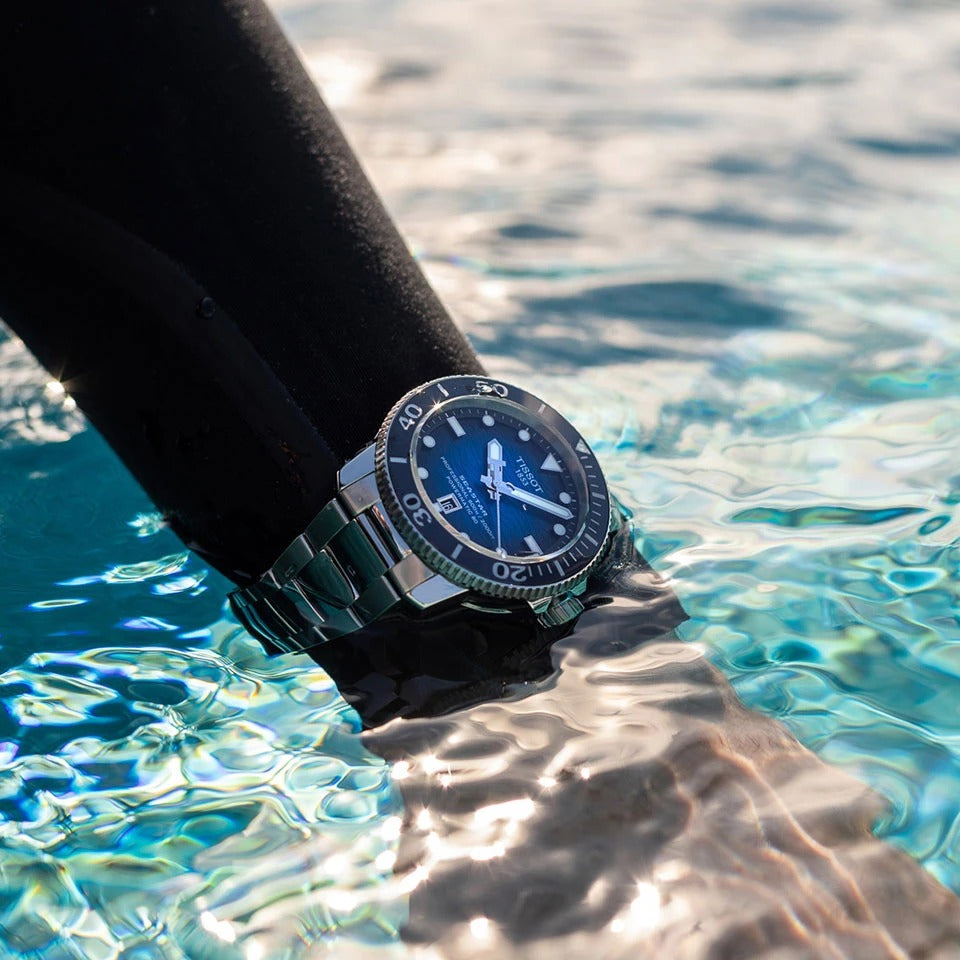 Tissot Seastar 2000 Professional Powermatic 80 Blue Dial Silver Steel Strap Watch for Men - T120.607.11.041.01