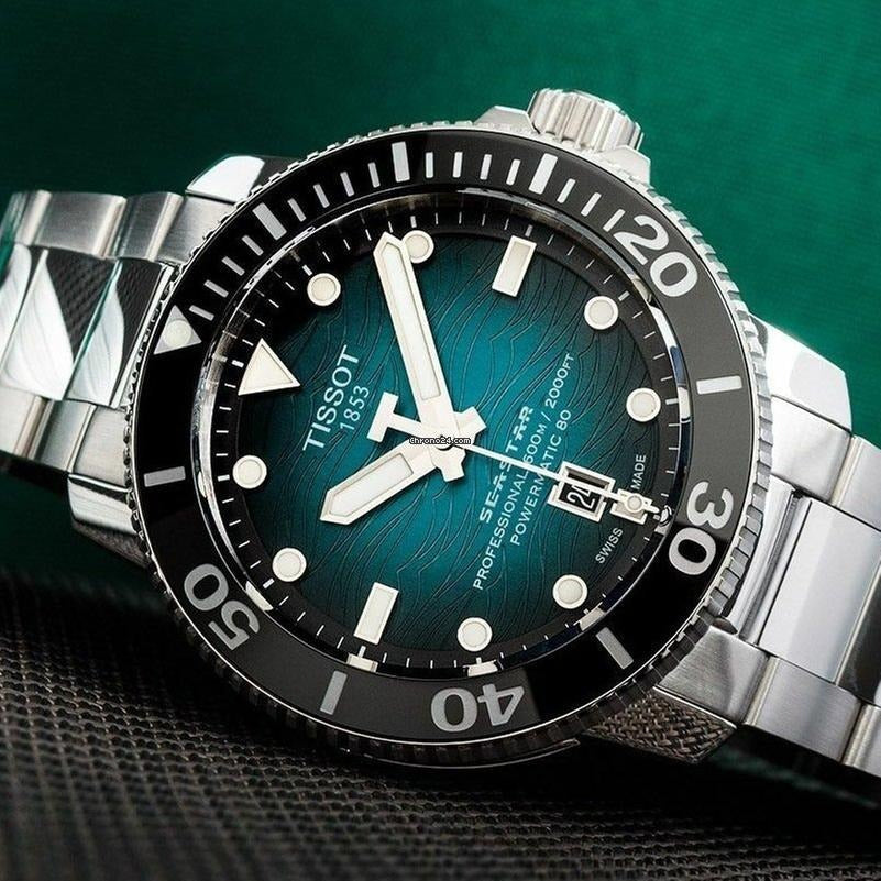 Tissot Seastar 2000 Professional Powermatic 80 Blue Dial Silver Steel Strap Watch for Men - T120.607.11.041.00