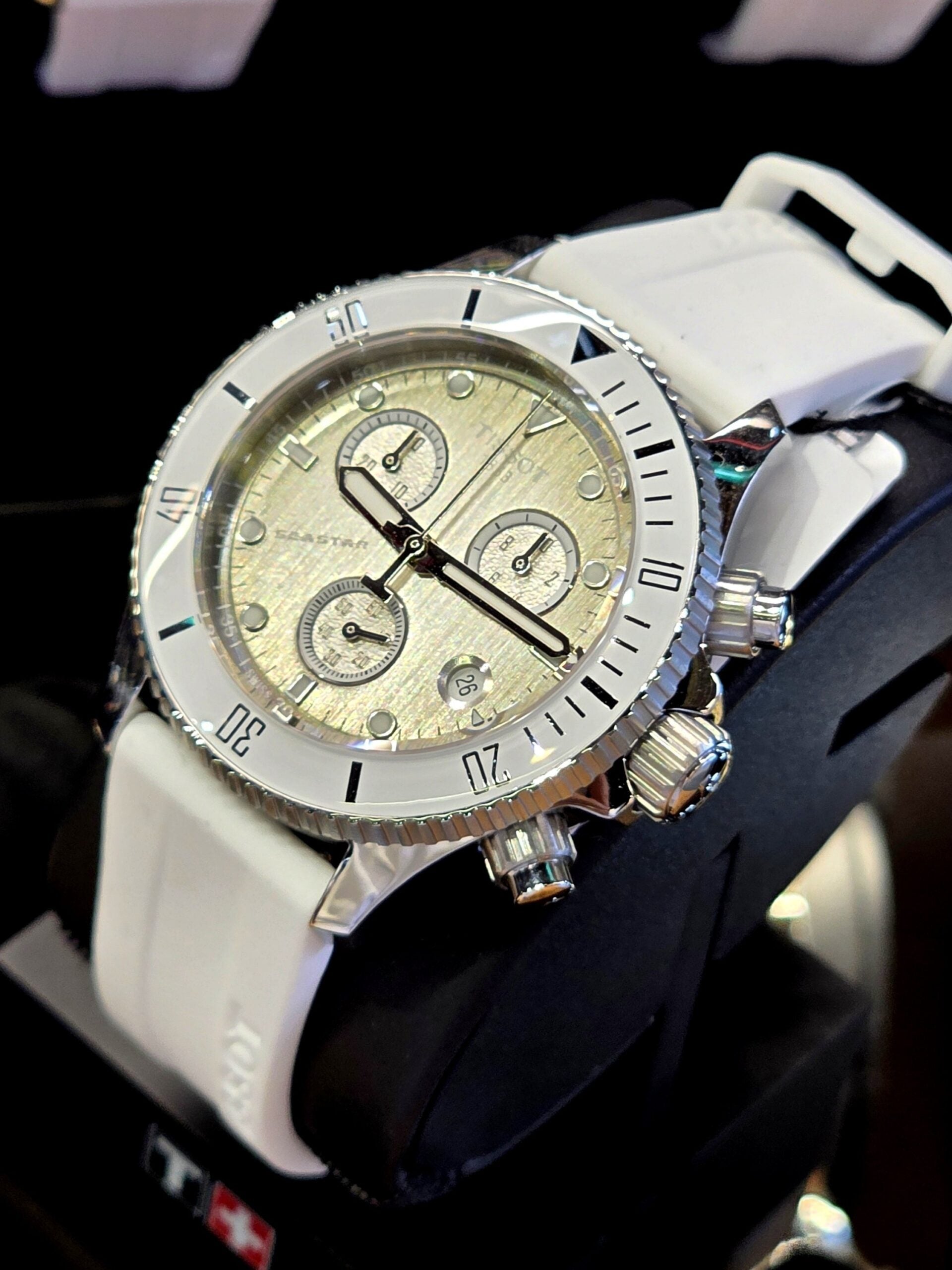 Tissot Seastar 1000 Chronograph Grey Dial White Rubber Strap Watch for Men - T120.217.17.011.00