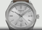 Tissot PRC 100 Solar Quartz Silver Dial Brown Leather Strap Watch for Men - T151.422.16.031.00