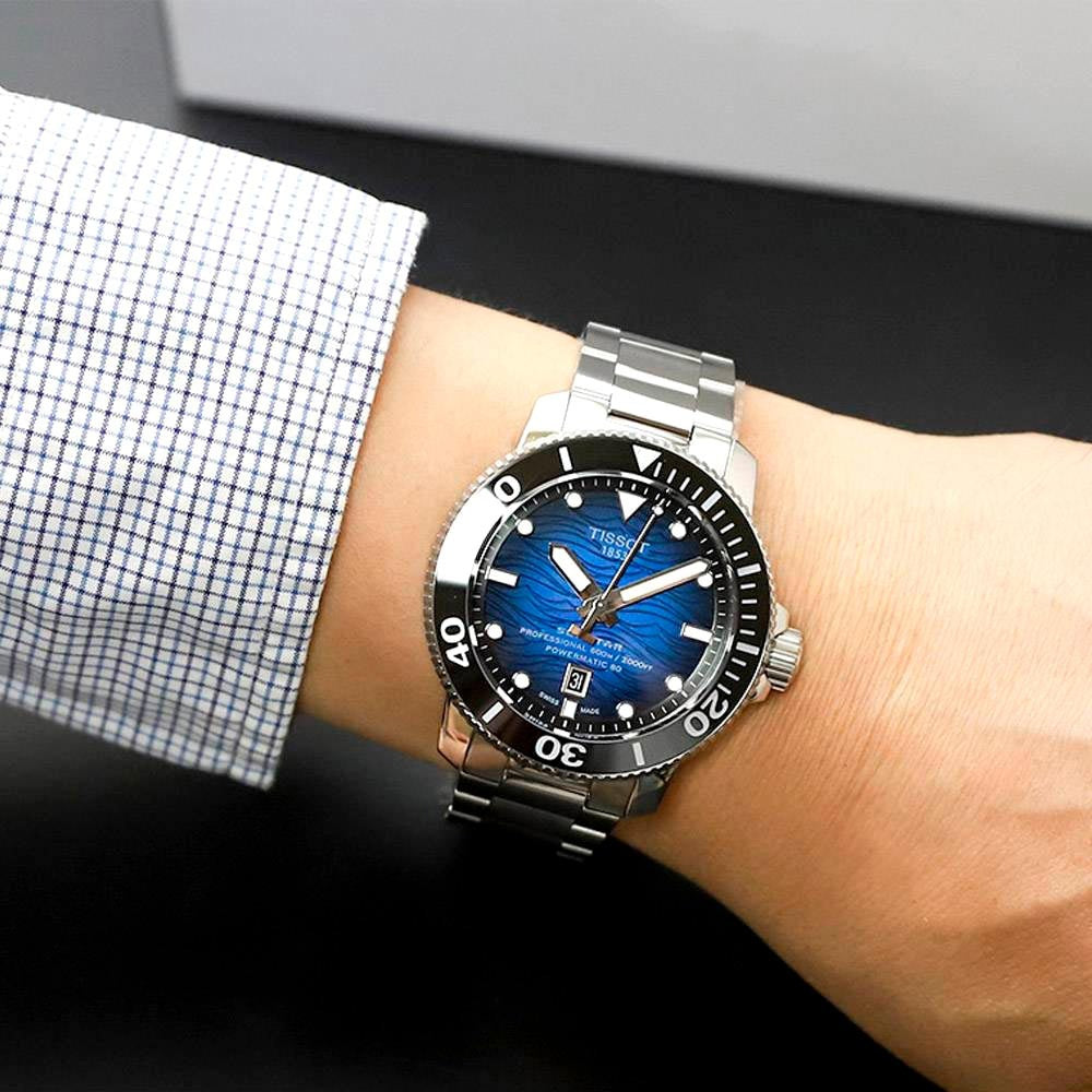 Tissot Seastar 2000 Professional Powermatic 80 Blue Dial Silver Steel Strap Watch for Men - T120.607.11.041.01