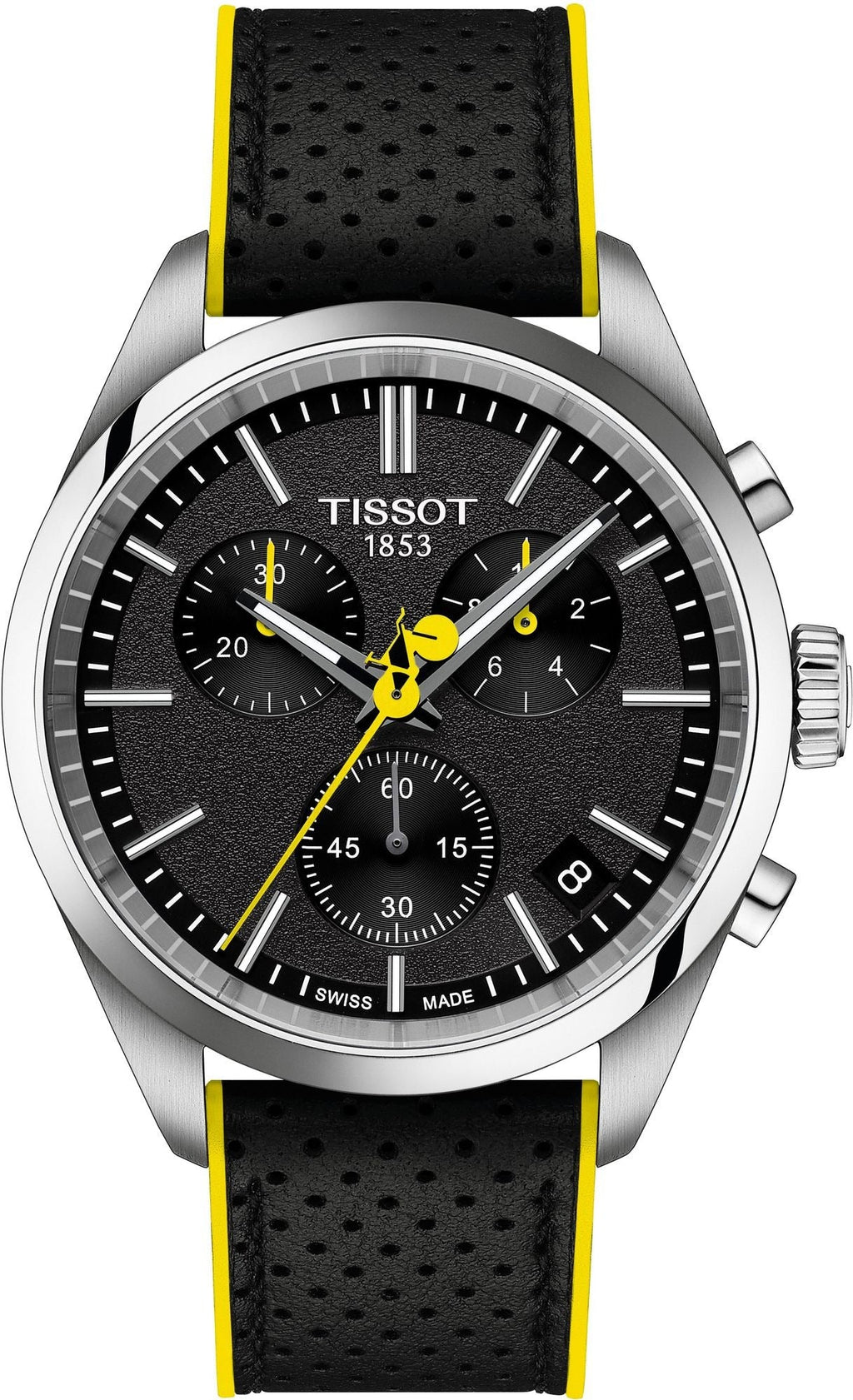 Tissot PR 100 Tour De France Chronograph Black Dial Silver Steel Strap Watch for Men - T150.417.11.051.00