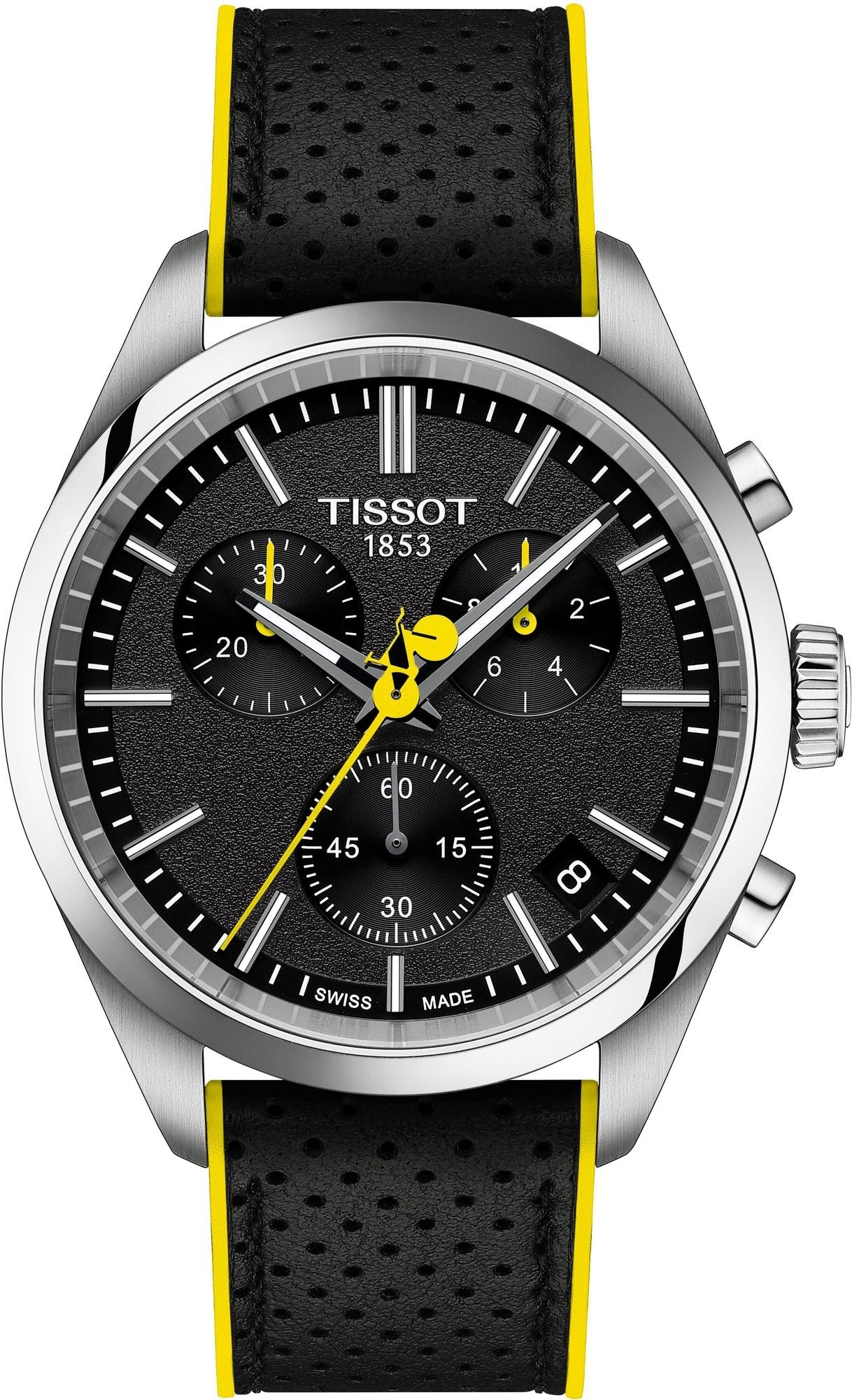 Tissot PR 100 Tour De France Chronograph Black Dial Silver Steel Strap Watch for Men - T150.417.11.051.00