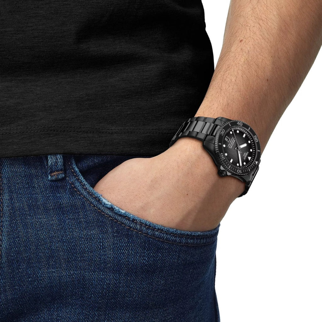 Tissot Seastar 1000 Quartz Black Dial Black Steel Strap Watch for Men - T120.410.33.051.00