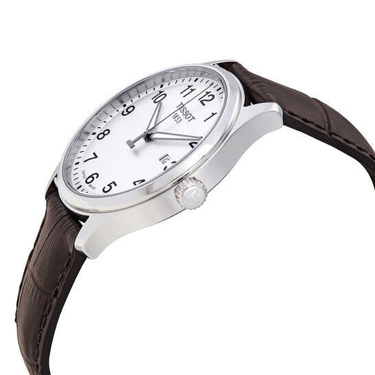 Tissot T-Sport Gent XL Silver Dial Brown Leather Strap Watch for Men - T116.410.16.037.00