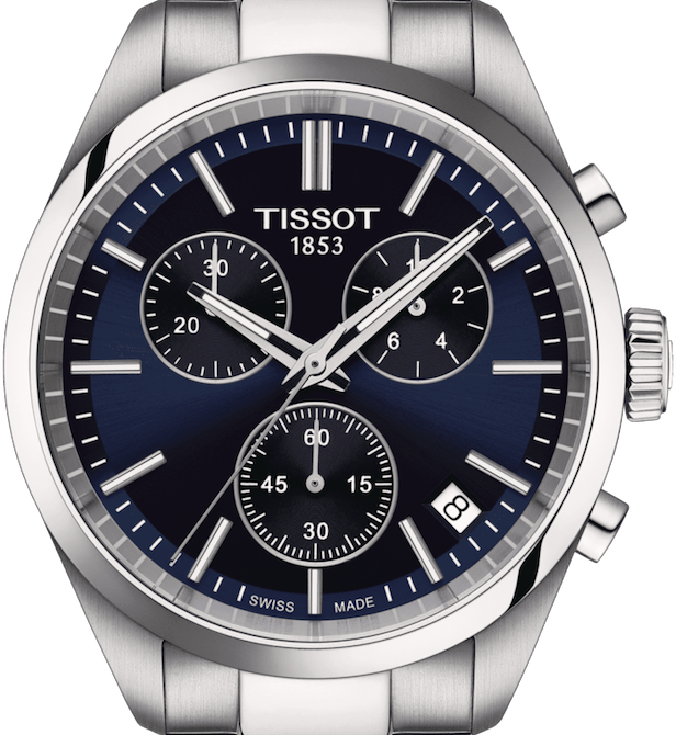 Tissot PR 100 Chronograph Blue Dial Silver Steel Strap Watch for Men - T150.417.11.041.00