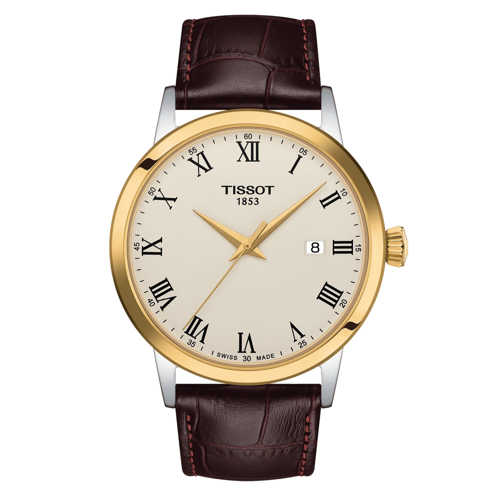 Tissot Classic Dream Ivory Dial Brown Leather Strap Watch for Men - T129.410.26.263.00