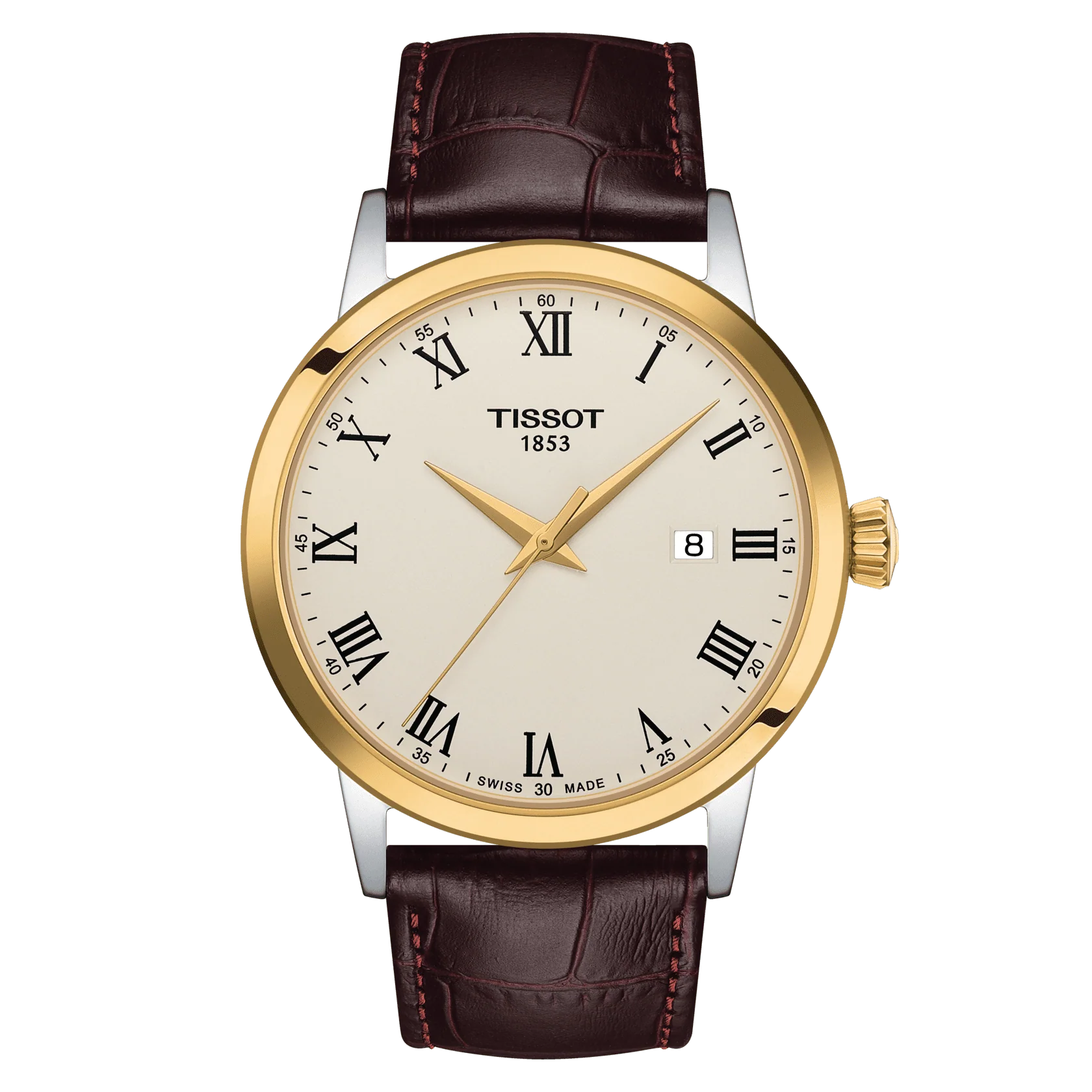 Tissot Classic Dream Ivory Dial Brown Leather Strap Watch for Men - T129.410.26.263.00