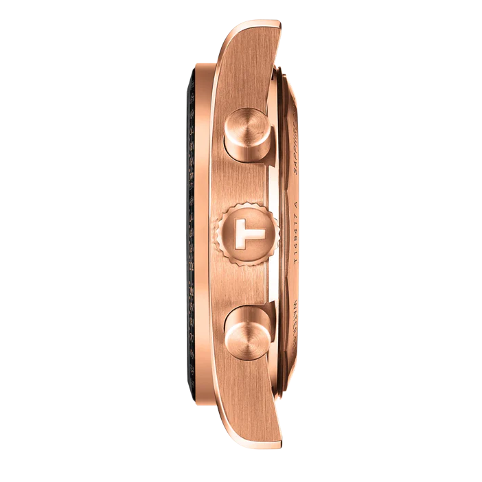 Tissot PRS 516 Chronograph Black Dial Rose Gold Steel Strap Watch for Men - T149.417.33.051.00