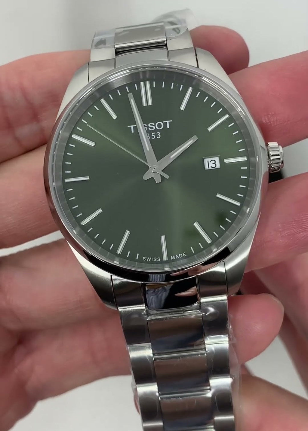 Tissot PR 100 Green Dial Silver Steel Strap Watch for Men - T150.410.11.091.00