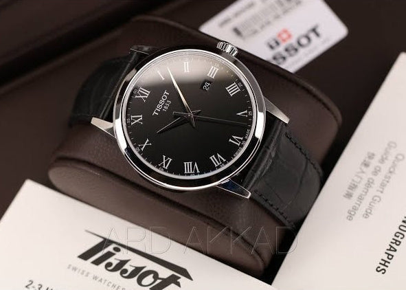 Tissot T Classic Dream Quartz Black Dial Black Leather Strap Watch for Men - T129.410.16.053.00