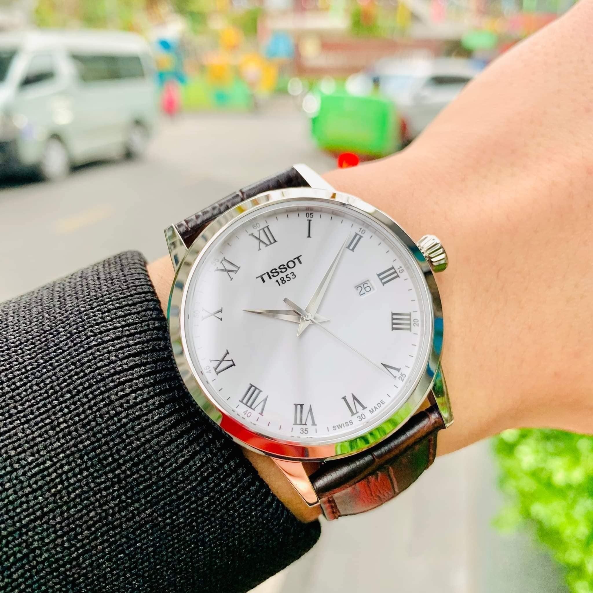Tissot T Classic Dream Quartz White Dial Brown Leather Strap Watch for Men - T129.410.16.013.00