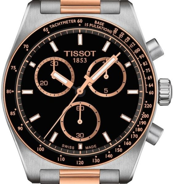 Tissot PR516 Chronograph Black Dial Two Tone Steel Strap Watch for Men - T149.417.22.051.01