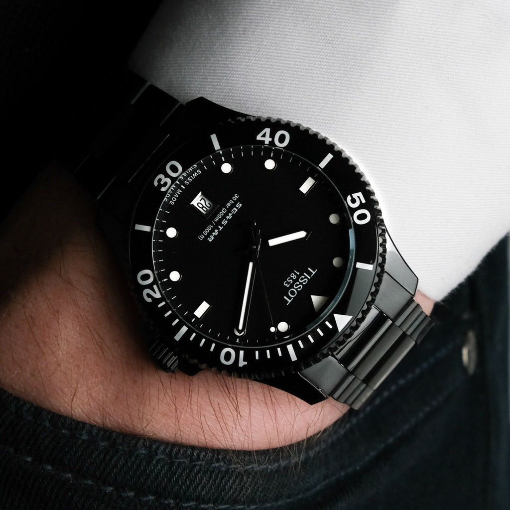 Tissot Seastar 1000 Quartz Black Dial Black Steel Strap Watch for Men - T120.410.33.051.00