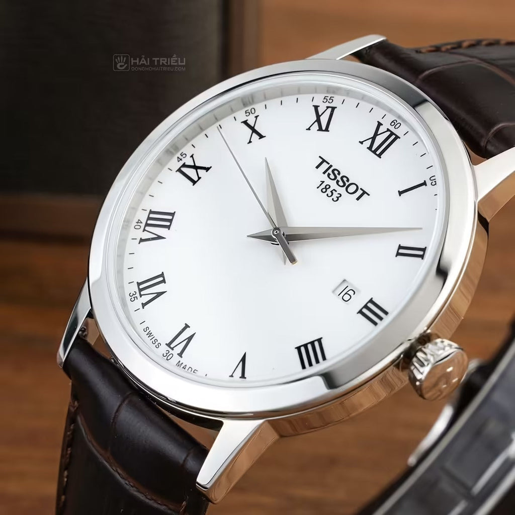 Tissot T Classic Dream Quartz White Dial Brown Leather Strap Watch for Men - T129.410.16.013.00