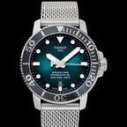 Tissot Seastar 1000 Powermatic 80 Automatic Green Dial Silver Mesh Strap Watch for Men - T120.407.11.091.00