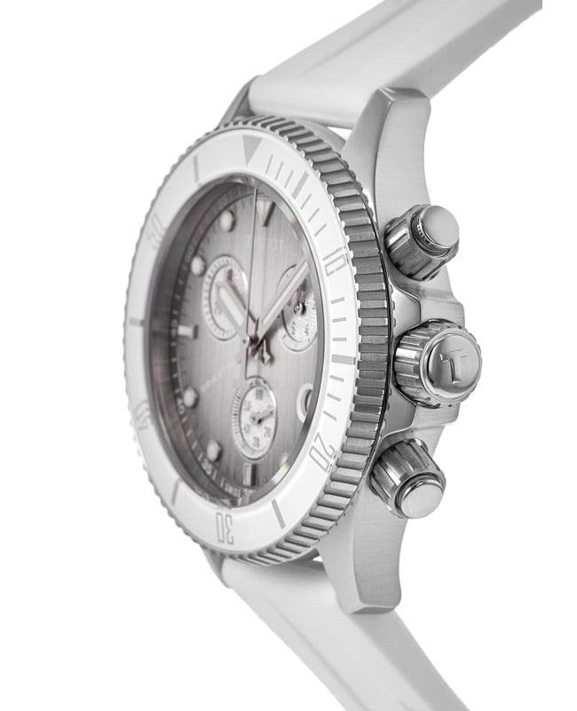 Tissot Seastar 1000 Chronograph Grey Dial White Rubber Strap Watch for Men - T120.217.17.011.00